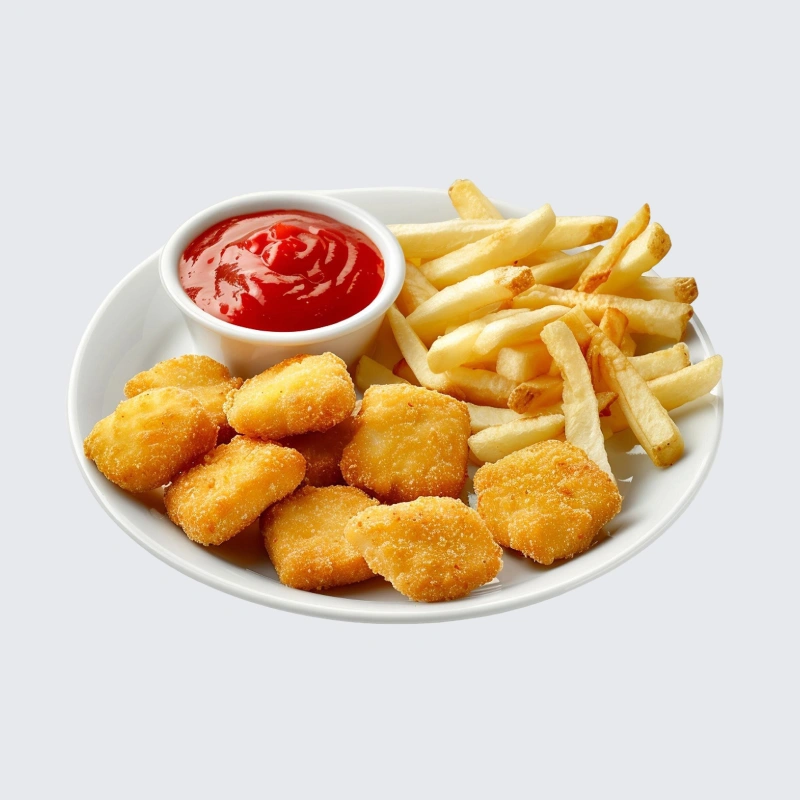 Chicken nuggets and chips